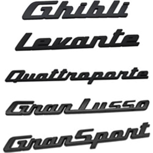 1x Black Text Letter Badge Logo Emblem Decal Fits Maserati Ghibli Levante Quattroporte Granlusso GT GTS SQ4 Q4 Grille/Trunk/Hood