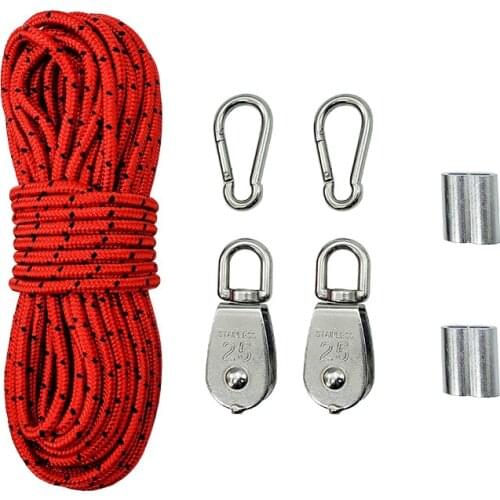 Crane Pulley Block M25 Lifting Crane Swivel Hook Single Hanging Wire Towing Wheel - 10M Nylon Rope