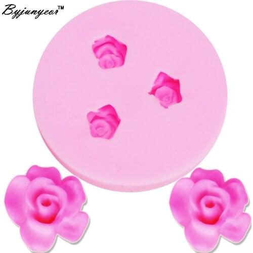 Byjunyeor M128 Epoxy UV Resin mini Rose Flowers Silicone Molds Fondant Jelly Cake Jello Ice Sugar Cake Decoration Tools