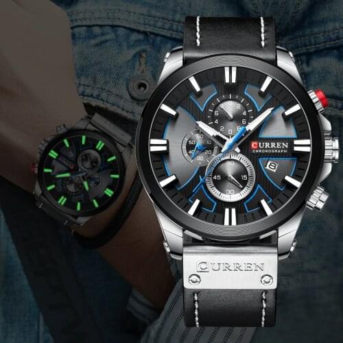 CURREN Luxury Brand Men’s Watch Chronograph Business Watches Men Leather Quartz Clock Male Sports Wristwatch Relogio Masculino
