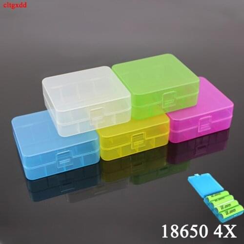 4X 18650 Battery Holder Case 18650 PP Battery Storage Box with Hook Holder Transparent Strong Hard Case for 14500 16340 / CR123A