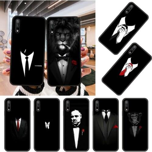 Phone Case For Huawei Honor 9X 9 9A 10 20 8X 8A 8S 7X 7A i 6A Pro Play Lite Black Cover Waterproof 3D Shell Soft Man Suit Shirt