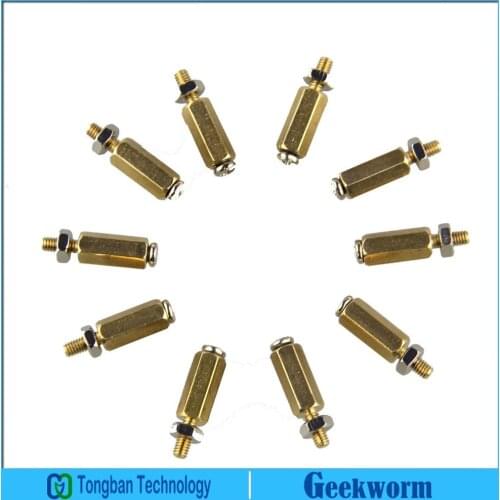 DIY 20 Pieces Raspberry Pi 3 Model B / 2B Hat M2.5x11+6 Hex Brass Standoff Cylinder + Screw + Nut Kits (10 Pieces/bag)