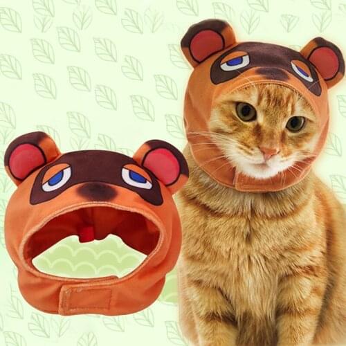 Games Animal Crossing Toys Tom Nook Cosplay Cute Pet Plush Hat Funny Plush Headgear for Cat Pets Halloween Brinquedos Props