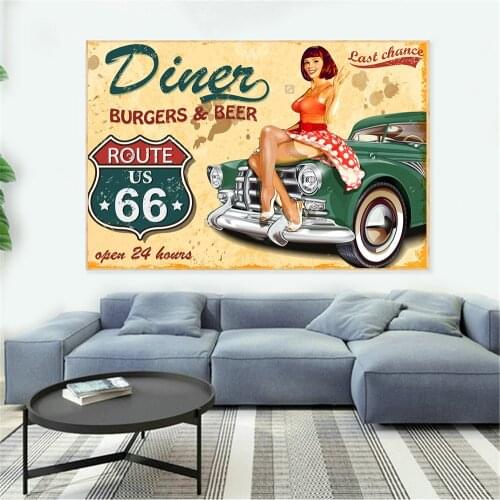 Oil Painting Route 66 Abstract Poster Wall art Printmaking Wall Painting Living Room Decoration Home Decoration Painting