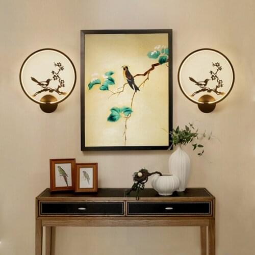 Chinese Japanese Vintage Wall Lamp Iron Classic Bird Angel Applique Murale Antique Decorative Indoor Wall Led Light Home Parlor