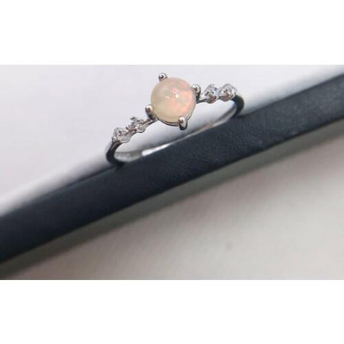 Cute 925 Sterling Silver Round Natural Opal CZ Stone Accent Rings For Women Wedding Engagement Jewelry Finger Bague Aneis Anelli