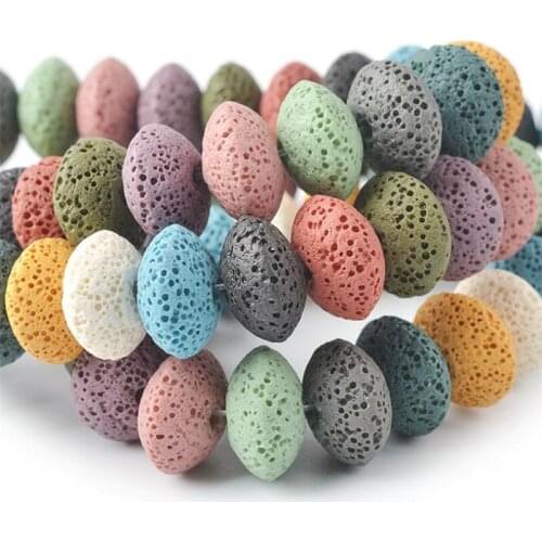 Wheel Shape Colourful Lava Stone Beads Volcanic Rock DIY Aromatherapy Essential Oil Diffuser Round Loose Beads Ball