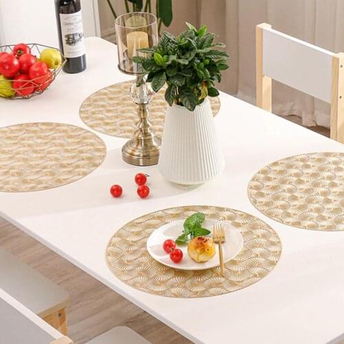 Nordic Style Creative Round Placemats Restaurant Hollow PVC Decoration Meal Mat Anti-hot Dining Table Line Mat Steak Plate Pad