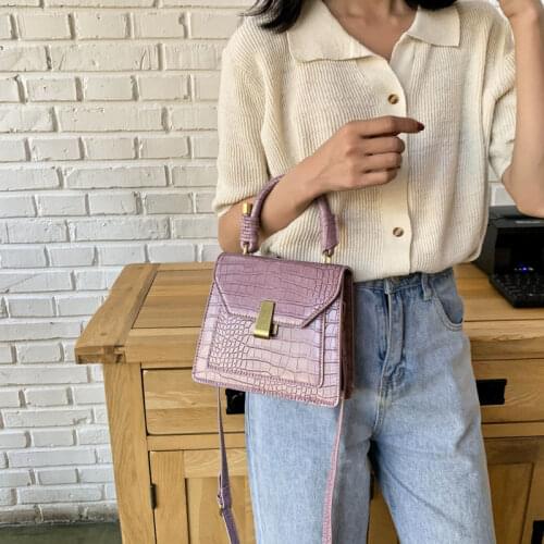 Square Shoulder Bag for Women Designer Bags Crossbody Bag Cute Messenger Handbag 2021 New Trend Fashion Stone Pattern PU Leather