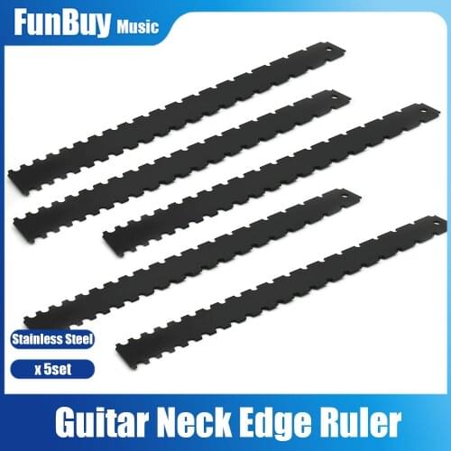 5pcs Guitar Neck Notched Straight Edge Ruler Stainless Steel Guitar Bass Fret Leveling Ruler Fret Rocker Guitar Luthier Tool