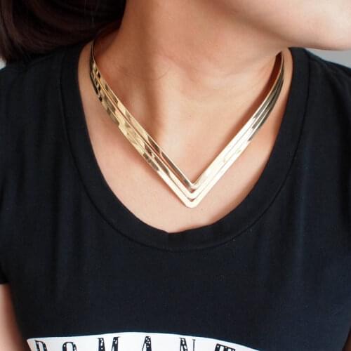 MANILAI North Africa Torques Collar Chokers Fashion 3 Layer Bright Metal Weld Bib Women Necklaces Statement Jewelry CE2524