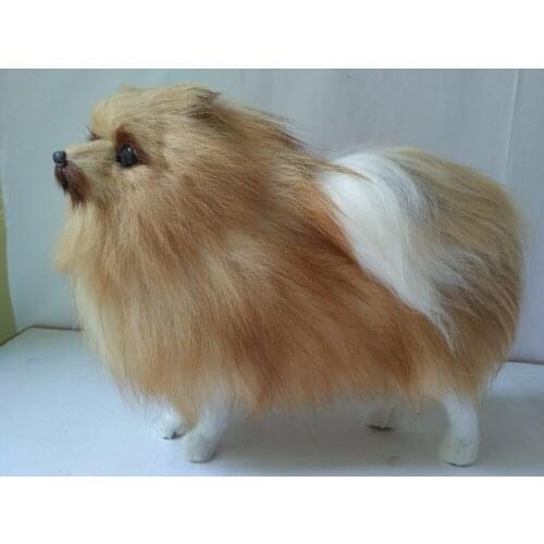 Simulation brown Pomeranian dog model about 24x8x20cm,polyethylene&furs handicraft,props,home decoration gift p0780