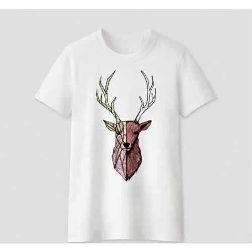 Fashion Summer White Harajuku T Shirt Women Tops Tees 3D Short Sleeve deer head Print Funny Tshirt Women Tops