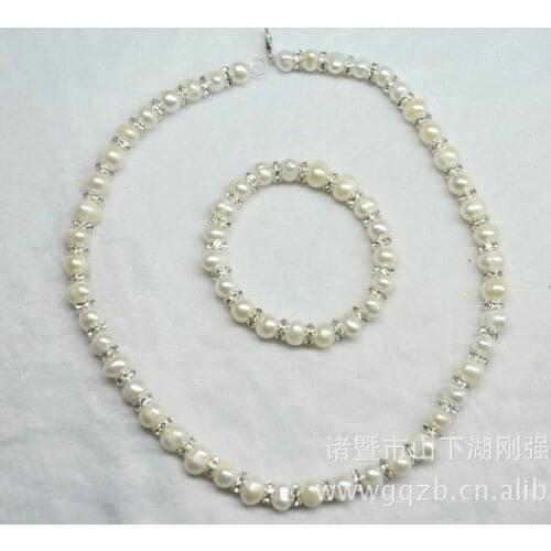 Fashion Real Freshwater Pearl Necklace Bracelet Earrings Jewelry Set, White Jewelry Set, Exquisite Bridal Wedding Jewelry Set