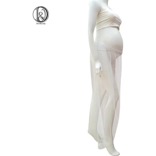 Soft Gauze Sheer Voile Maternity Skirt with Boob Tube Top Pregnancy Costume for Women Photography Accessories Baby Shower Gift