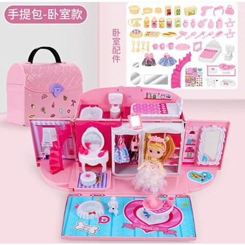 Girl Dress Up Toy Set Kids Simulation Kitchen Set Girls Playhouse Games Toys With Handbag Design Portable Girl Toys