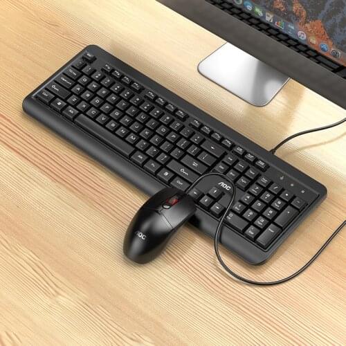 Wired Keyboard and Mouse Kit USB Silent Keyboard Mute Keycap Office Gaming Full Size Keyboard Mouse Combo PC Desktop