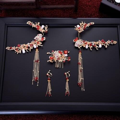 Chinese style Dragon and Phoenix tiara Antique Hair Ornament Set Atmospheric hair jewelry brides Accessories