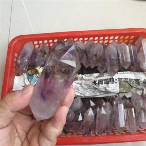 Natural Amethyst Purple Quartz Crystal Double Wand Points Healing