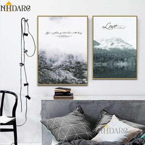 NHDARC Canvas Printings Paintings Posters and Prints Snow Mountain Forest Wall Pictures for Living Room Modern Nordic Home Decor