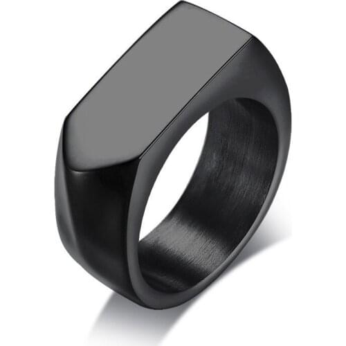 New 2021 New High Polished Simple Style Stainless Steel Ring For Men Black Stainless Steel Punk Vintage Male Jewelry
