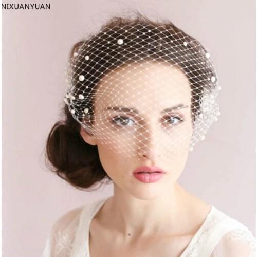 2021 New Fashion Bridal Net Hats White Hat Veil Bridal Flower Bow Bride Face Veils Wedding Bride Hats Wedding Accessories