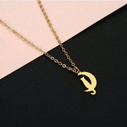 Cxwind New Kitten Animal Pendant Chain Clavicle Necklace Collares For Women Charm Cat Moon Necklaces Jewelry Choker Girl Gift