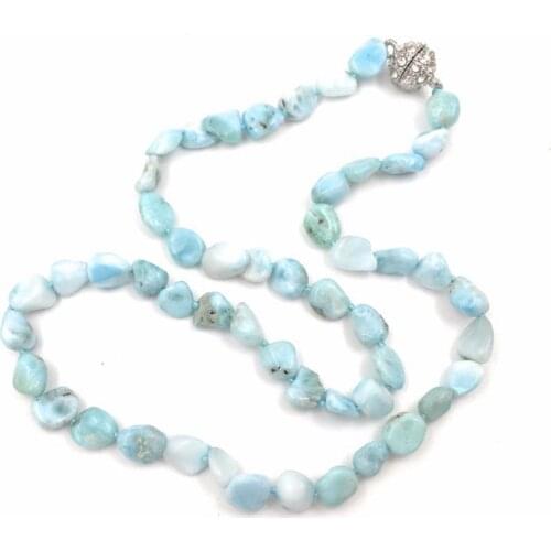 LiiJi Choker Necklace Blue Larimar Necklace Magnet Clasp Approx 5-7mm Beads Necklace Dominica Stone 18inches/45cm-20