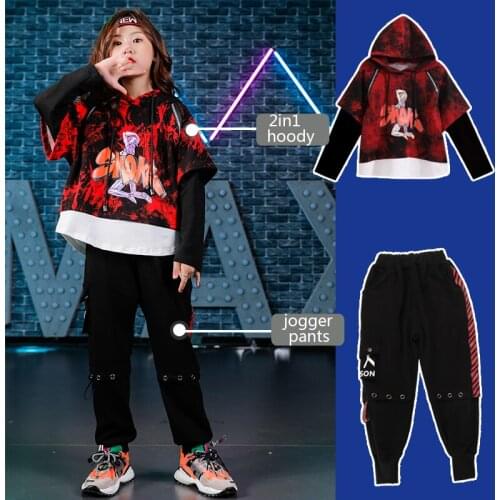 Pally elves 2020 Spring Children Smoke Pattern 2in1 Hoody Elastic Waist Jogger Pants Streetwear