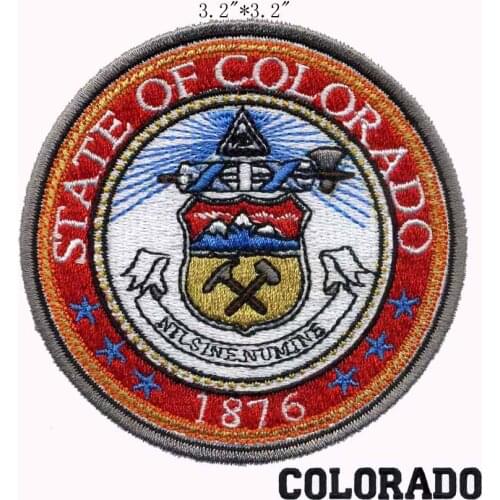 Colorado State Seal 3.2"diameter embroidery patch for patches iron on transfers/golds patches/1876 letters