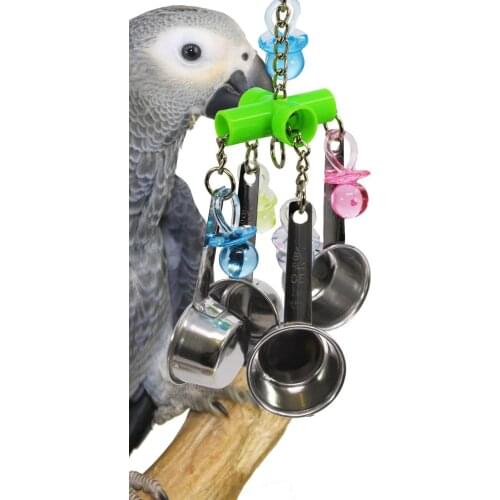 Parrot toys toy bird Stainless steel nibbling toy Colorful four-pot string