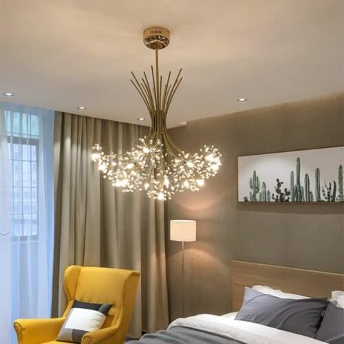 Nordic Loft Style Living Room Art Dandelion Led Crystal Chandelier Creative Bedroom Parlor Cafe G4 Led Hanging Light Fixtures