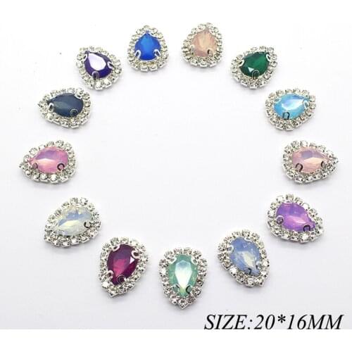 10Pcs 20*16MM Rhinestone Crystal Button, 4-Hole Needlework Metal Buckle DIY Wedding Embellishment Craft Decoration Accessories
