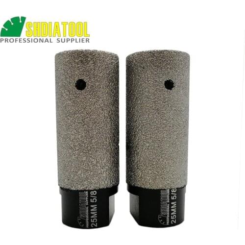 SHDIATOOL 2pcs 25mm Vacuum Brazed Diamond finger bits With 5/8-11 Thread Enlarge shape round bevel existing holes