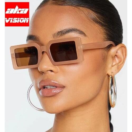 AKA VISION Rectangle Sunglasses Women 2021 Luxury Brand Eyewear Women/Men Vintage Eyeglasses Women Small Retro Oculos De Sol