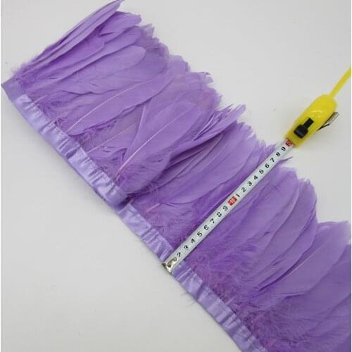 Light purple Goose Feather Trims 10 Meter Dyed Real Geese Feather Fringes Ribbons for Dress Skirt Cloth Belt decorative Clothing