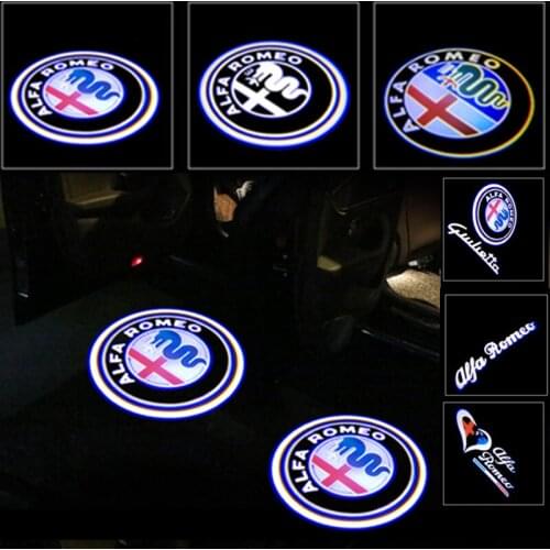 2Pcs for Alfa Romeo LED Car Door Welcome Light Logo Projector Giulia Giulietta Mito Stelvio Brera 147 156 159 157 GT Car styling