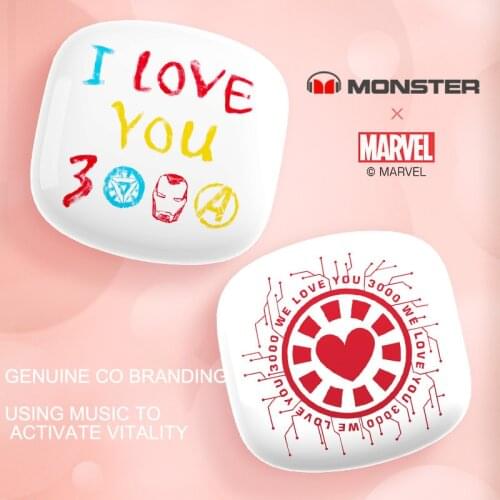 Marvel Iron man Love You 3000 TWS Bluetooth 5.0 Earphones Wireless Dual Stereo Music Headset for Android iPhone