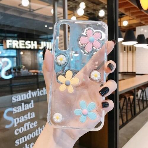 Ultra-thin Bling Glitter Silicone Phone Case For Realme 7 6 5 i X7 X2 Pro XT C 15 12 11 Luxury Flower Sequins Transparent Cover