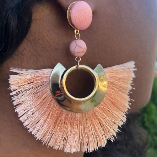 Fan-shaped Tassel Earrings Fashion Indian Jewelry Women Long Vintage Bohemian Drop Earrings Gifts Brincos Para As Mulheres Kupe