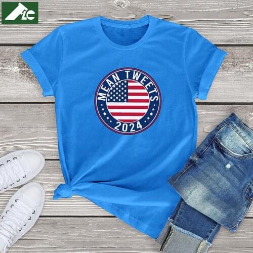 Funny Trump Supporter vintage t shirt girls boy Mean Tweets 2024 womens Shirts Vote Trump 2024 graphic tees unisex mens tops 3xl