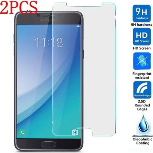 2PCS Tempered Glass For Samsung Galaxy C7 Pro Screen Protector protective film For C7010 C701F glass