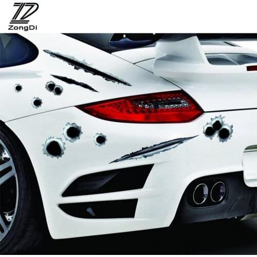 ZD 3D Cool Bullet Hole Car Sticker Accessories for Renault Opel Lada Vesta Granta Priora Suzuki Grand Vitara Hyundai I30 styling