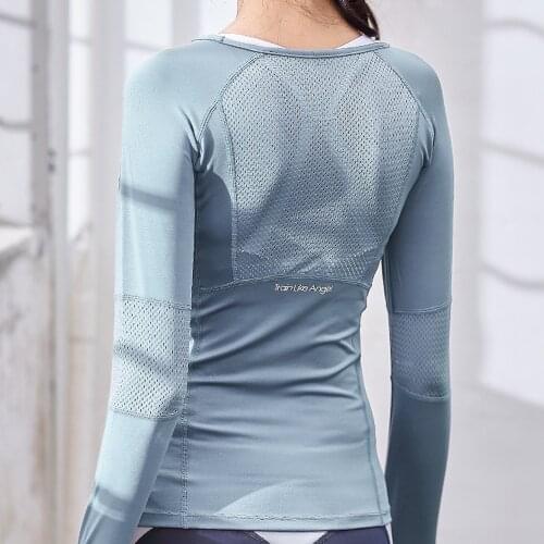 Womens Sports Wear Fitness Women Jersey Knitting Long Sleeve Gym Tight Sport Shirt Yoga Top Female Workout Tops T-shirt
