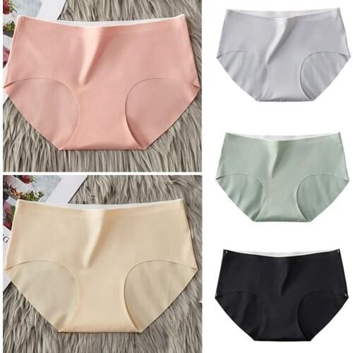 Womens Cotton Seamless Girl Hip-Lifting Mid-Waist Briefs