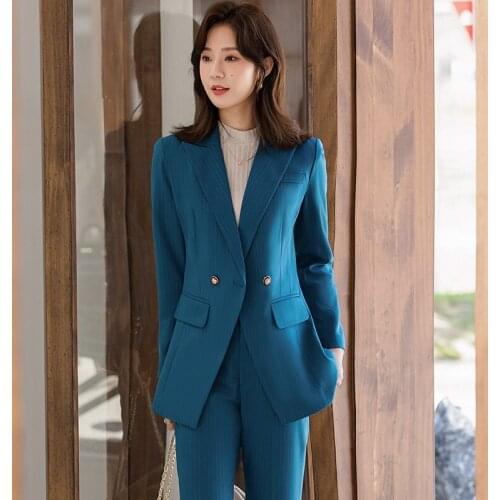 High Quality Fabric Striped OL Styles Formal Women Business Suits Professional Pantsuits with Pants and Jackets Coat Blazers Set