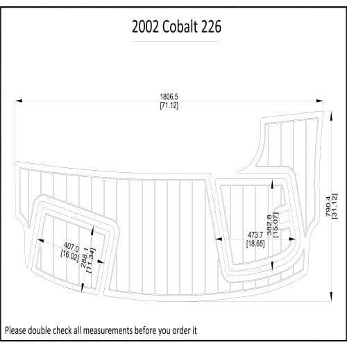 2002 Cobalt 226 Swim Step Pad EVA Teak Decking 1/4" 6mm