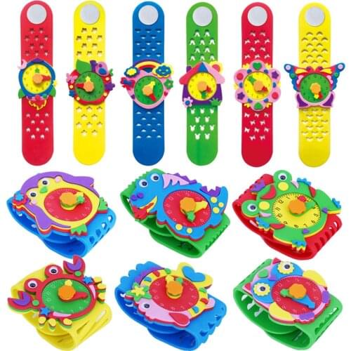 4Pcs Creative Kids EVA Foam Watch Craft Sticker Handmade DIY Material Package Kindergarten Children Education Puzzle Paste Toys