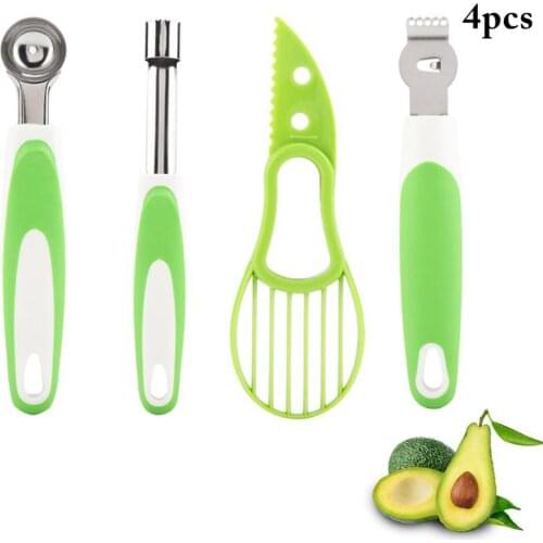 4Pcs Avocado Slicer Stainless Steel Fruit Vegetable Carving Tools Melon Scoop Apple Cherry fruit slicer Kitchen Gadgets